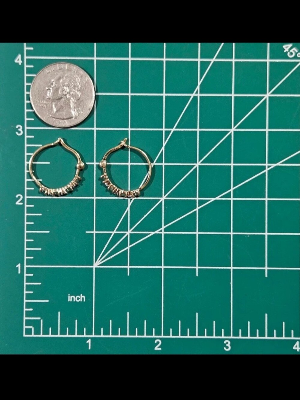 Vintage Jade and Diamond Hoop Earrings - Picture 8 of 10